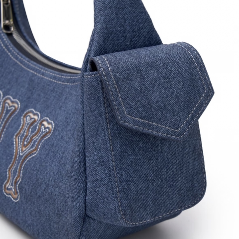 Túi MLB Basic Mega Logo Denim Cargo crossbody / shoulder Bag New York Yankees NY Blue - Túi xách, đeo vai, màu xanh denim