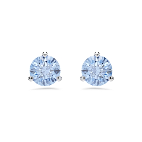 SWAROVSKI Solitaire stud earrings (Round cut, Blue, Rhodium plated) - Khuyên tai, hình tròn, pha lê xanh - JEWERY