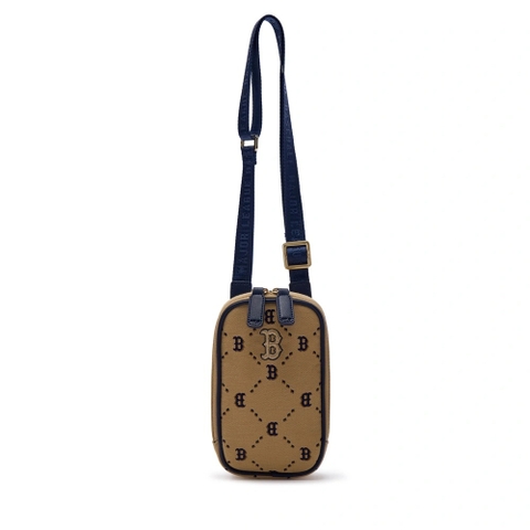 Túi MLB Diamond Monogram Phone Pouch Boston Red Sox Beige crossbody bag - TÚI ĐEO CHÉO MÀU NÂU BE