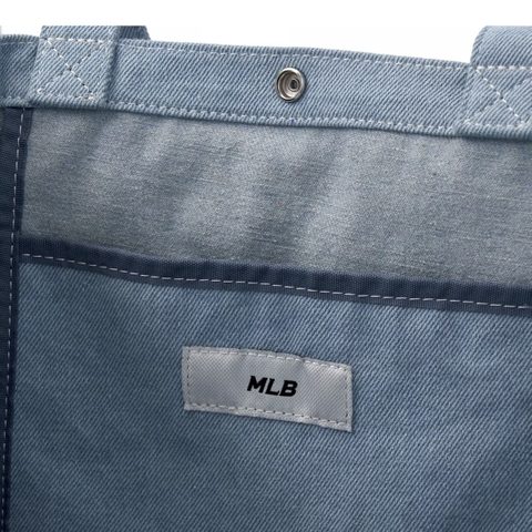 MLB Vintage Lettering Denim Shopper Tote Bag LA Dodgers - Túi xách, đeo vai dáng tote, màu xanh