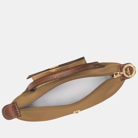 MINI SIZE - TÚI LONGCHAMP LE PLIAGE ORIGINAL POUCH WITH HANDLE - FAWN - Recycled Canvas - Túi xách màu nâu vàng