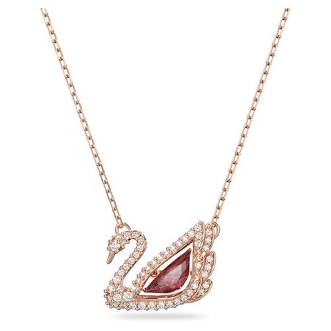 Dây cổ SWAROVSKI Dancing Swan necklace (Swan, RED, Rhodium plated) - Dây chuyền thiên nga đính đá pha lê đỏ - JEWELRY