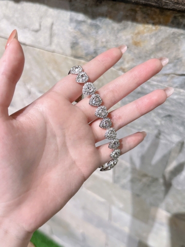 CHÍNH HÃNG - SWAROVSKI x Ariana Grande - Tennis bracelet (Mixed cuts, Heart, White, Rhodium plated) - Vòng, lắc tay, đính đá pha lê đa trắng, trái tim - JEWELRY BRACELET