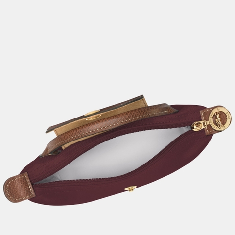 MINI SIZE - TÚI LONGCHAMP LE PLIAGE ORIGINAL POUCH WITH HANDLE - BURGUNDY - Recycled Canvas - Túi xách màu đỏ đô