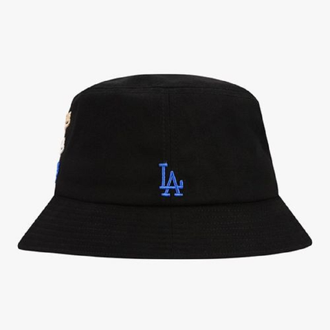 [SALE] Mũ MLB Bucket Logomania LA Dodgers Black - Mũ vành tròn màu đen