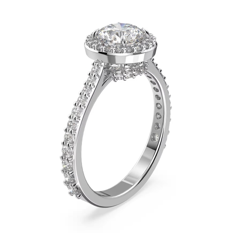 SWAROVSKI Una Angelic cocktail ring (Round cut, Pavé, White, Rhodium plated) - RINGS - Nhẫn đính đá pha lê trắng - JEWELRY