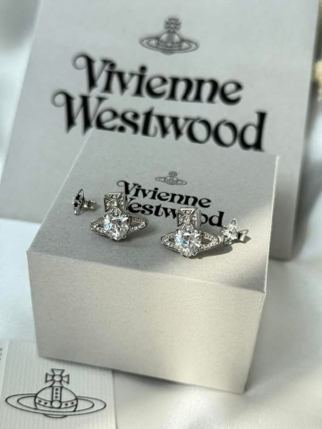 CHÍNH HÃNG - VIVIENNE WESTWOOD Ariella Earrings - Khuyên, hoa tai đính đá pha lê hình trái tim - JEWELRY