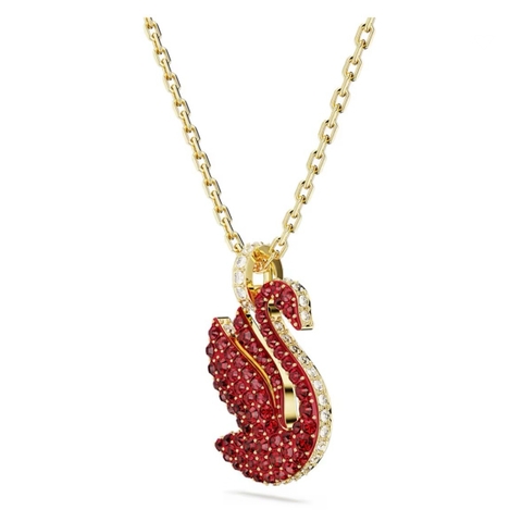 SWAROVSKI Swan pendant (Swan, Medium, Red, Gold-tone plated) - Dây cổ, dây chuyền thiên nga đỏ - JEWELRY NECKLACE