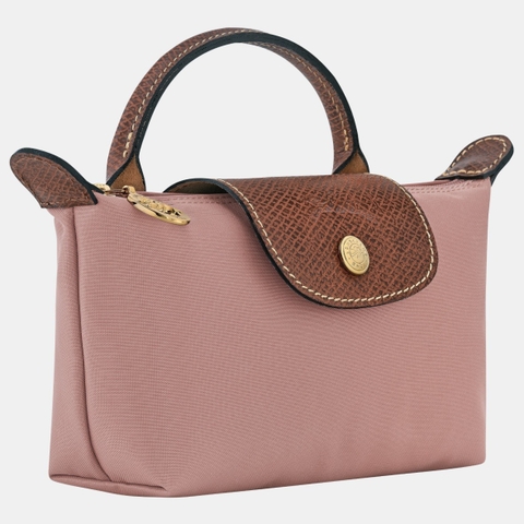 CHÍNH HÃNG - MINI SIZE - TÚI LONGCHAMP LE PLIAGE ORIGINAL POUCH WITH HANDLE - PINK TEA - Túi xách màu hồng trà, hồng nude sữa