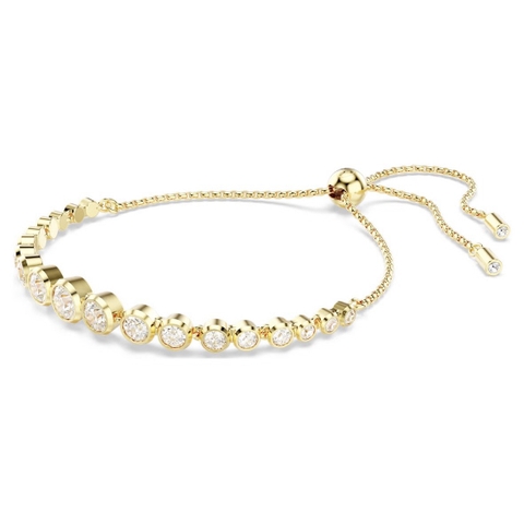 CHÍNH HÃNG - SWAROVSKI Imber bracelet (Mixed round cuts, White, Gold-tone plated) - Vòng, lắc tay, pha lê trắng, tone dây vàng - JEWELRY BRACELET