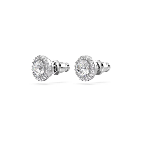 SWAROVSKI Una Angelic stud earrings (Round cut, Pavé, White, Rhodium plated) - Khuyên tai, pha lê trắng - JEWERY