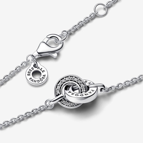 PANDORA Signature Intertwined Pavé Chain Bracelet (Sterling Silver, Zirconia) - Vòng/ lắc tay bạc 925, đính đá CZ