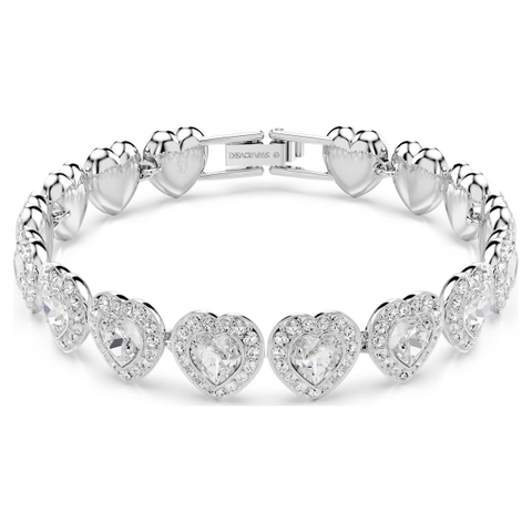 CHÍNH HÃNG - SWAROVSKI x Ariana Grande - Tennis bracelet (Mixed cuts, Heart, White, Rhodium plated) - Vòng, lắc tay, đính đá pha lê đa trắng, trái tim - JEWELRY BRACELET