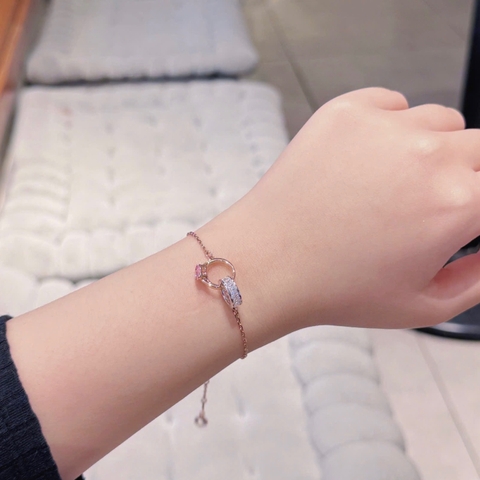 CHÍNH HÃNG - SWAROVSKI Connexus bracelet (Mixed cuts, Heart, Pink, Mixed metal finish) - Vòng, lắc tay, trái tim hồng nhẫn, mạ tone gold - JEWELRY BRACELET