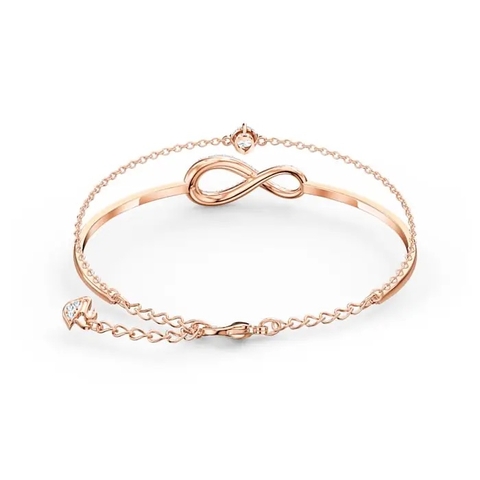 SWAROVSKI Infinity Bangle (White, Rose-gold tone plated) - Vòng/lắc tay vô cực, tình yêu vĩnh cửu, màu vàng hồng - JEWELRY BRACELET