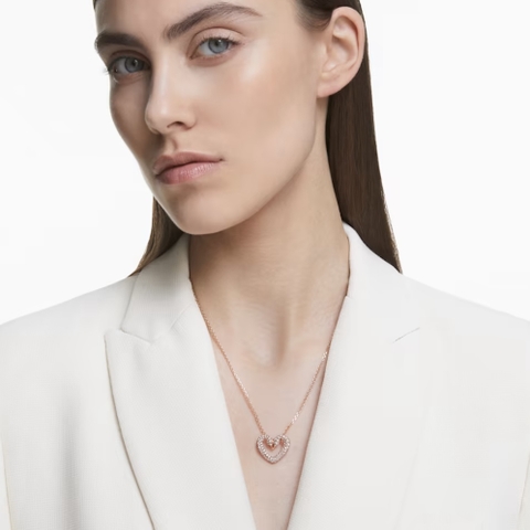 SWAROVSKI Una pendant (Heart, Medium, White, Rose gold-tone plated) - Dây cổ, dây chuyền hình tim - SWAROVSKI - JEWELRY NECKLACE