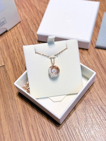 CHÍNH HÃNG - SWAROVSKI Dextera pendant (Round cut, White, Rose gold-tone plated) - Dây cổ, chuyền, pha lê trắng - JEWELRY NECKLACE