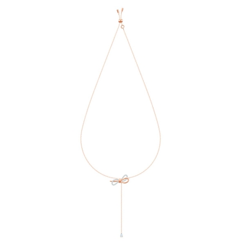 SWAROVSKI Lifelong Bow necklace (Bow, White, Mixed metal finish) - Dây cổ, dây chuyền hình nơ - JEWELRY NECKLACE