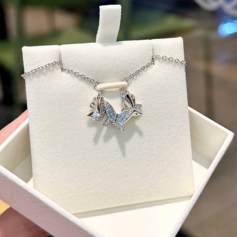 CHÍNH HÃNG - SWAROVSKI Idyllia Lilia necklace (Butterfly, Blue, Rhodium plated) - Dây cổ, chuyền hình bướm, pha lê trắng/xanh - JEWELRY NECKLACE