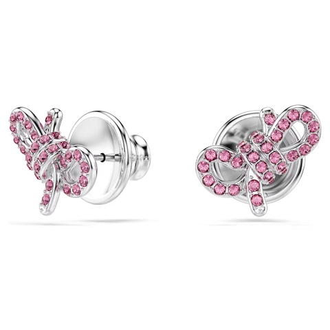 SWAROVSKI Lifelong Bow (Bow, Pink, Rhodium plated) - Dây cổ / Lắc tay / Khuyên tai - Hình nơ, pha lê hồng - JEWELRY