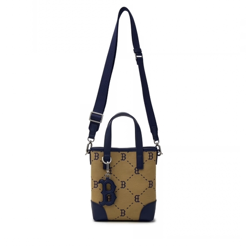 Túi MLB Diamond monogram jacquard mini tote crossbody bag Boston Red Sox Beige - Túi xách, túi đeo chéo màu nâu be