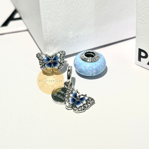 PANDORA “Ocean Butterfly” Sparkling Set Charms (Silver Sterling) - Bộ hạt trang trí vòng tay “Bướm Đại Dương” bạc 925 - JEWELRY