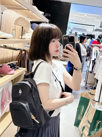 CHÍNH HÃNG - WHOAU Steve Bear Basic Backpack Black - Balo, cặp màu đen