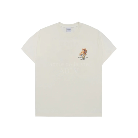 ÁO ADLV BEACH BEAR SHORT SLEEVE T-SHIRT CREAM - Áo thun cổ tròn tay lỡ màu trắng kem