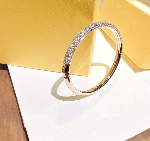 SWAROVSKI Sublima bangle (Snow pavé, White, Rose gold-tone plated) - Vòng, lắc tay màu vàng hồng, pha lê trắng - JEWELRY