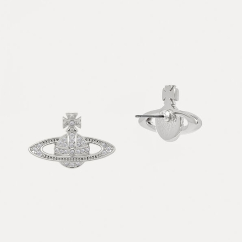 VIVIENNE WESTWOOD Mini Bas Relief Earrings - Khuyên tai hình quả cầu hai chiều, phối đá pha lê trắng - JEWELRY EARRINGS