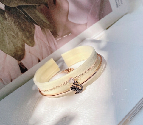 SWAROVSKI Swarovski Swan bangle (Swan, Black, Rose gold-tone plated) - Vòng/lắc tay thiên nga đen - SWAROVSKI - JEWELRY
