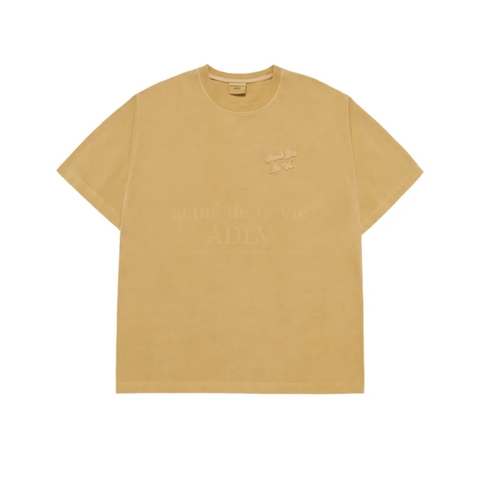 ADLV APPLIQUE LOGO PIGMENT TSHIRT YELLOW - Áo thun cổ tròn tay lỡ màu vàng