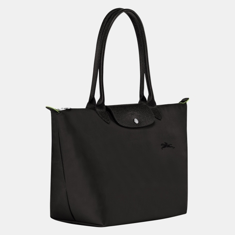 LARGE SIZE - TÚI LONGCHAMP LE PLIAGE NOIR GREEN L TOTE BAG - BLACK - Túi xách màu đen, quai nắp đen