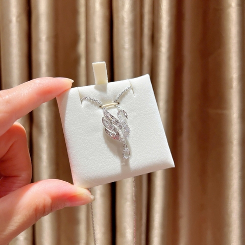 SWAROVSKI Swan pendant (Swan, White, Rhodium plated) - Dây cổ, chuyền thiên nga, pha lê trắng - JEWELRY NECKLACE