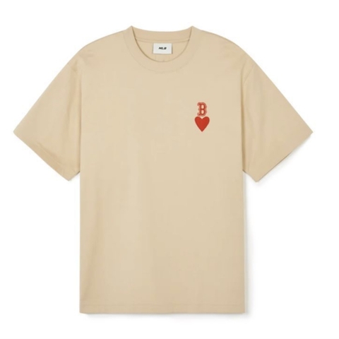 Áo MLB Logo New York Yankees Heart T-SHIRT BEIGE - ÁO PHÔNG TIM BE