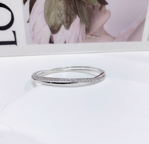 SWAROVSKI Twist bangle (White, Rhodium plated) - Vòng/lắc tay pha lê trắng - JEWELRY BRACELET