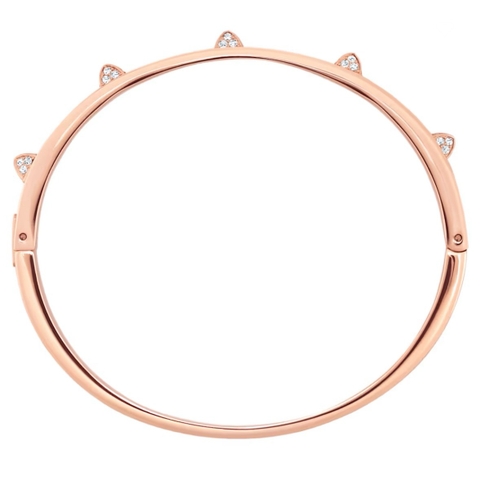 SWAROVSKI Dextera bangle (White, Rose gold-tone finish) - Vòng, lắc tay cứng màu vàng hồng - JEWELRY BRACELET