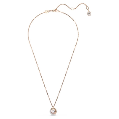 CHÍNH HÃNG - SWAROVSKI Dextera pendant (Round cut, White, Rose gold-tone plated) - Dây cổ, chuyền, pha lê trắng - JEWELRY NECKLACE