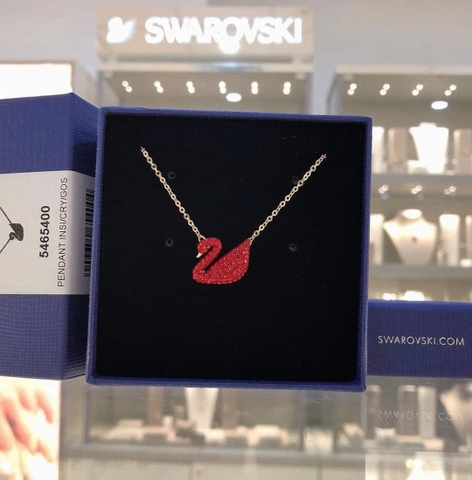 SWAROVSKI Iconic Swan pendant (Swan, Red, Gold-tone plated) - Dây cổ, dây chuyền thiên nga đỏ - NECKLACE - JEWELRY