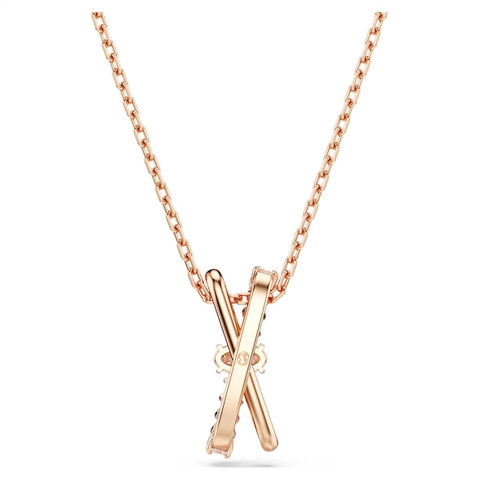 SWAROVSKI Hyperbola pendant (Mixed cuts, Twist, White, Rose gold-tone plated) - Dây cổ, dây chuyền, mặt xoắn chéo, pha lê trắng - JEWELRY NECKLACE
