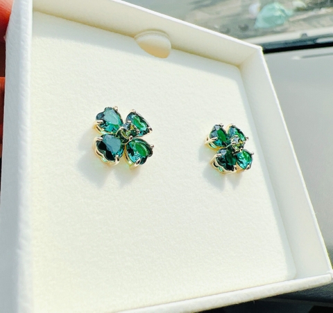 SWAROVSKI Idyllia stud earrings (Clover, Green, Gold-tone plated) - KHUYÊN TAI CỎ BỐN LÁ - SWAROVSKI - JEWELRY