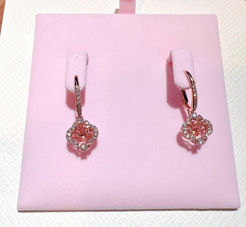 SWAROVSKI Una drop earrings (Clover, Pink, Rose gold-tone plated) - Khuyên tai pha lê hồng - JEWERY