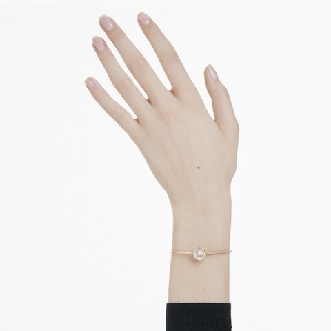 CHÍNH HÃNG - SWAROVSKI Dextera bangle (Round cut, White, Rose gold-tone plated) - Vòng, lắc tay, pha lê trắng - JEWELRY BRACELET