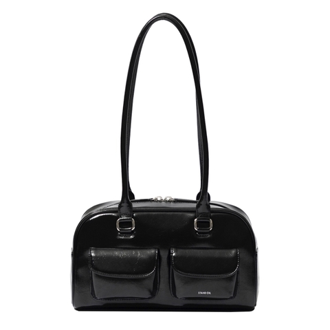 STAND OIL CHUBBY BAG - BLACK - Túi xách, đeo vai màu đen bóng