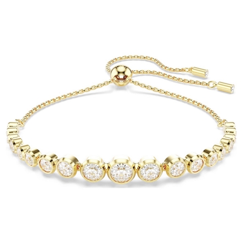 CHÍNH HÃNG - SWAROVSKI Imber bracelet (Mixed round cuts, White, Gold-tone plated) - Vòng, lắc tay, pha lê trắng, tone dây vàng - JEWELRY BRACELET