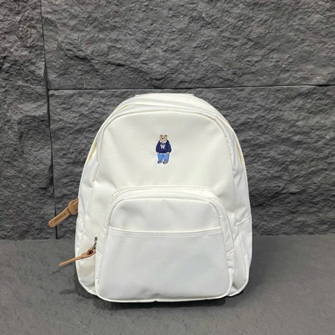 CHÍNH HÃNG - WHOAU Steve Bear Basic Backpack White - Balo, cặp màu trắng