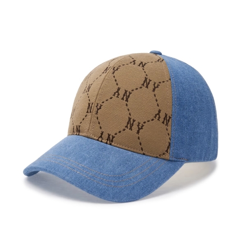 Mũ MLB Diamond Monogram Jacquard Denim Mix Match Unstructured Ball Cap New York Yankees Denim blue - brown - Mũ lưỡi trai, nón kết màu xanh, nâu