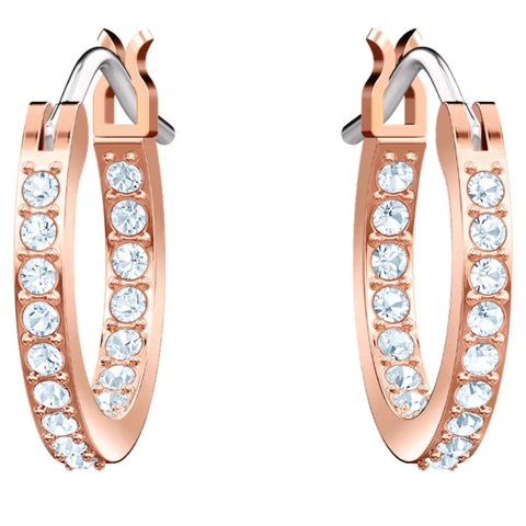 SWAROVSKI Symbolica hoop earrings (Evil eye, Blue, Rose gold-tone plated) - Khuyên tai pha lê, hình biểu tượng mắt - JEWERY