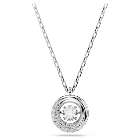 CHÍNH HÃNG - SWAROVSKI Dextera pendant (Round cut, White, Rhodium plated) - Dây cổ, chuyền, pha lê trắng - JEWELRY NECKLACE