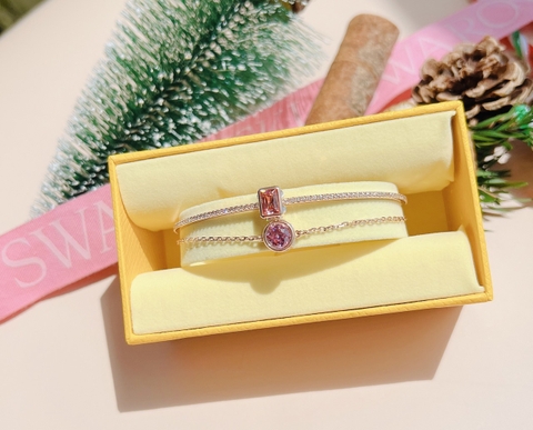 SWAROVSKI Stilla bangle (Mixed cuts, Pink, Rose gold-tone plated) - Vòng/lắc pha lê tone hồng - SWAROVSKI - JEWELR